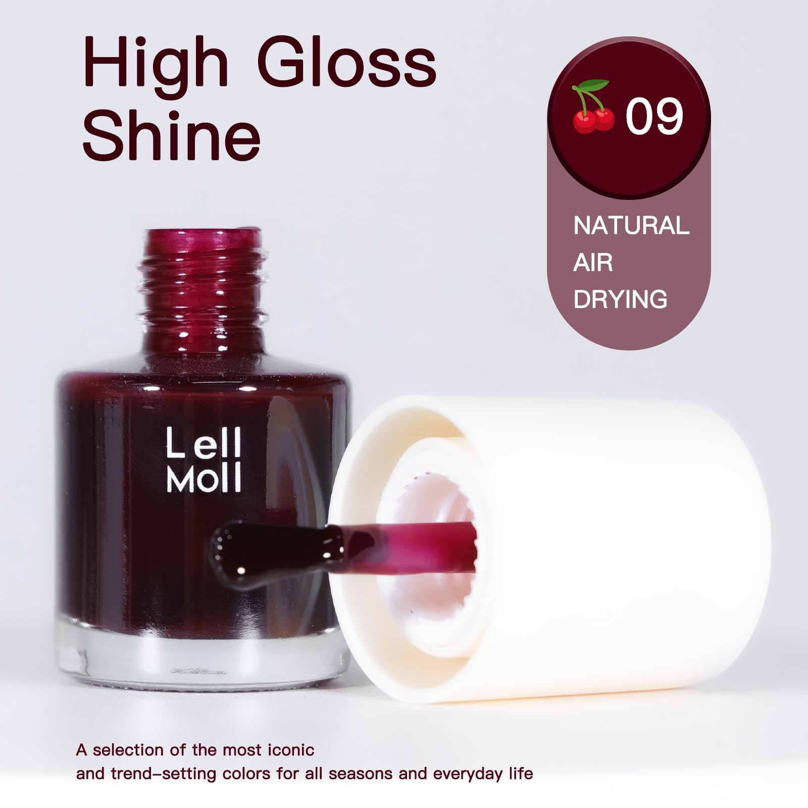 COSMOO Cherry Red Quick Dry Nail Polish - Long Lasting Wine Red Nail Lacquer for Nail Art | Fast Air Dry Formula for Salon Quality Manicures at Home | Perfect for Parties, Weddings & Everyday Wear