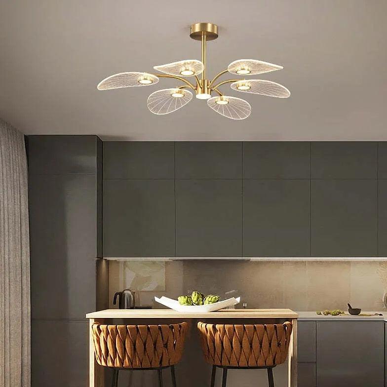 Elegant Lotus Leaf Gold LED Pendant Light - Modern Ceiling Lighting for Dining Room, Bedroom & Living Room Decor