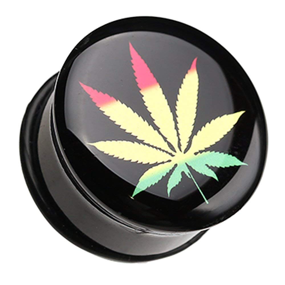 Rasta Cannabis Ear Gauge Plug - Covet Jewelry for Stretching & Style