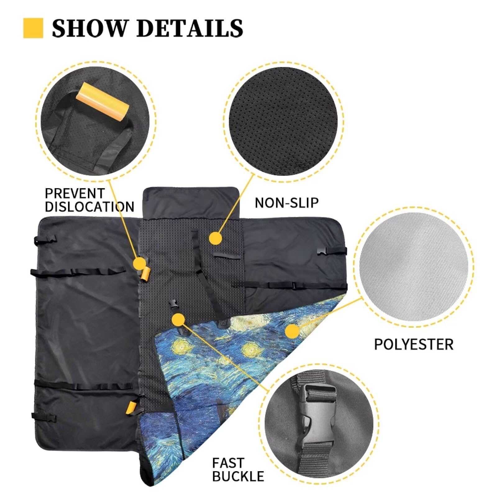Starry Night Dog Seat Cover for Cars, Trucks & SUVs - Durable Nonslip Pet Back Seat Protector with Blue Sky Print | Perfect for Road Trips, Daily Commutes & Outdoor Adventures with Your Dog