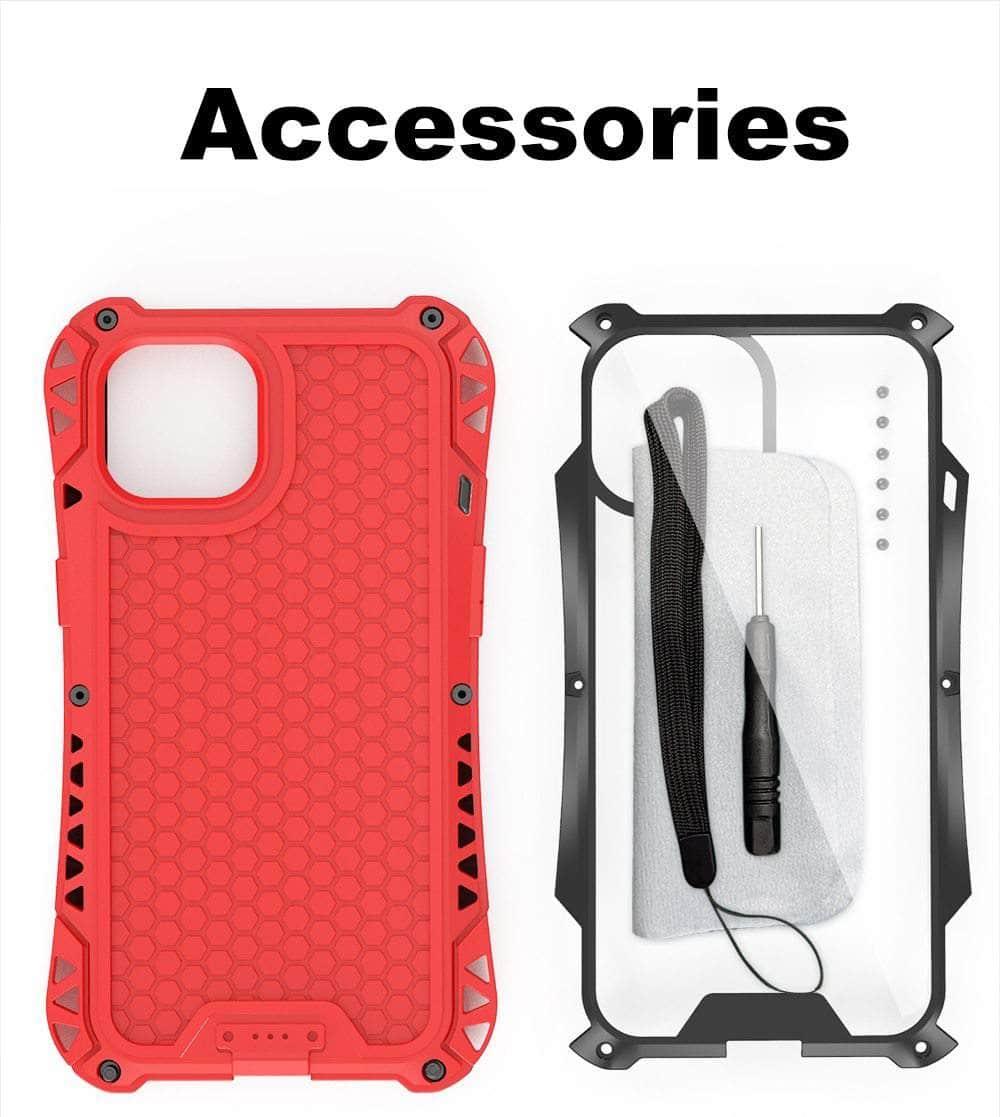 Durable Metal Armor iPhone 13 Case - Heavy Duty Protection Cover for Shockproof & Scratch Resistance - Perfect for Outdoor, Construction & Extreme Sports Use