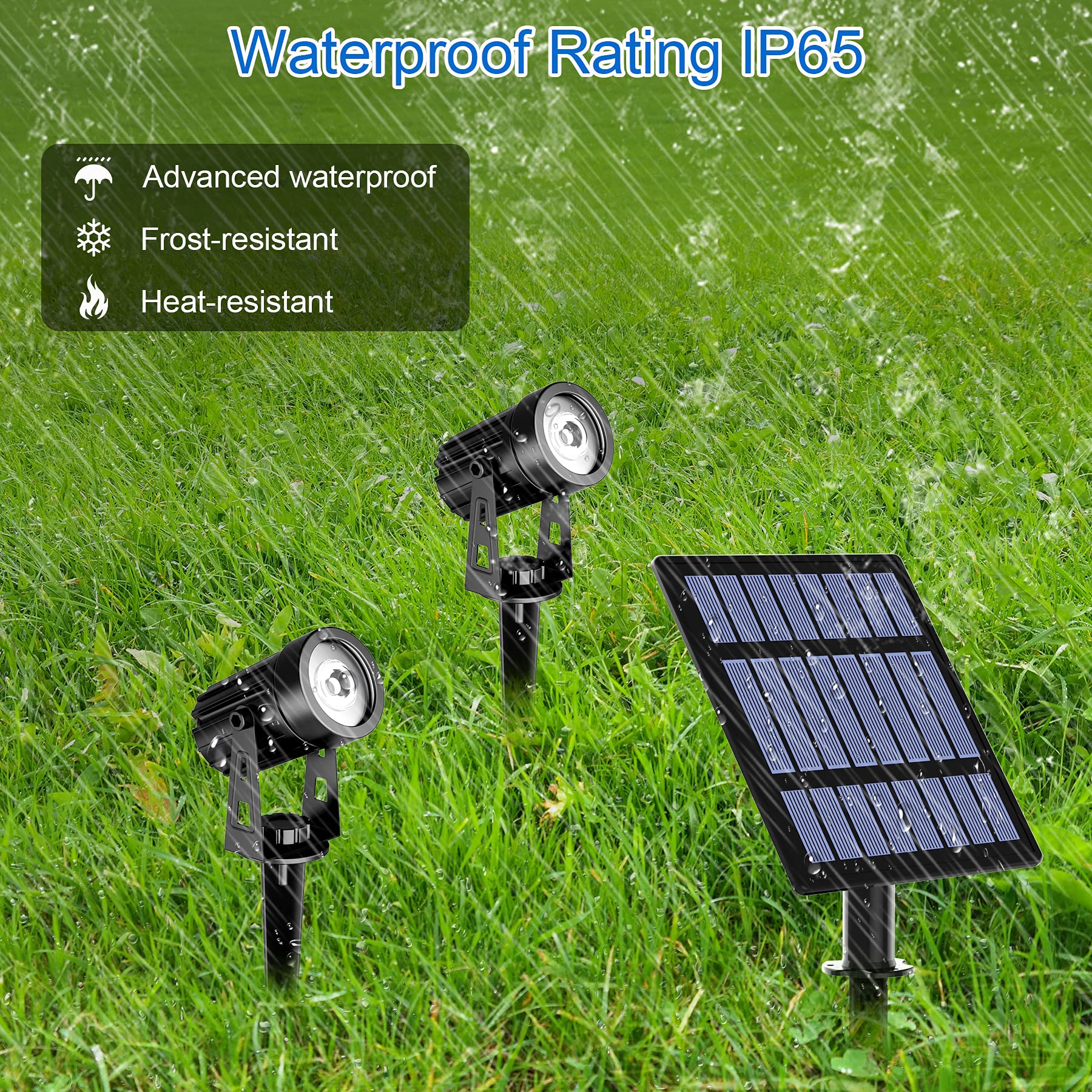 T-SUN 2W Solar Spotlights Outdoor - Waterproof Dual Head LED Landscape Lights for Garden, Yard, Pathway - Auto On/Off Solar Powered Wall Lights (Warm White) | Perfect for Patio, Driveway, Deck & Backyard Lighting