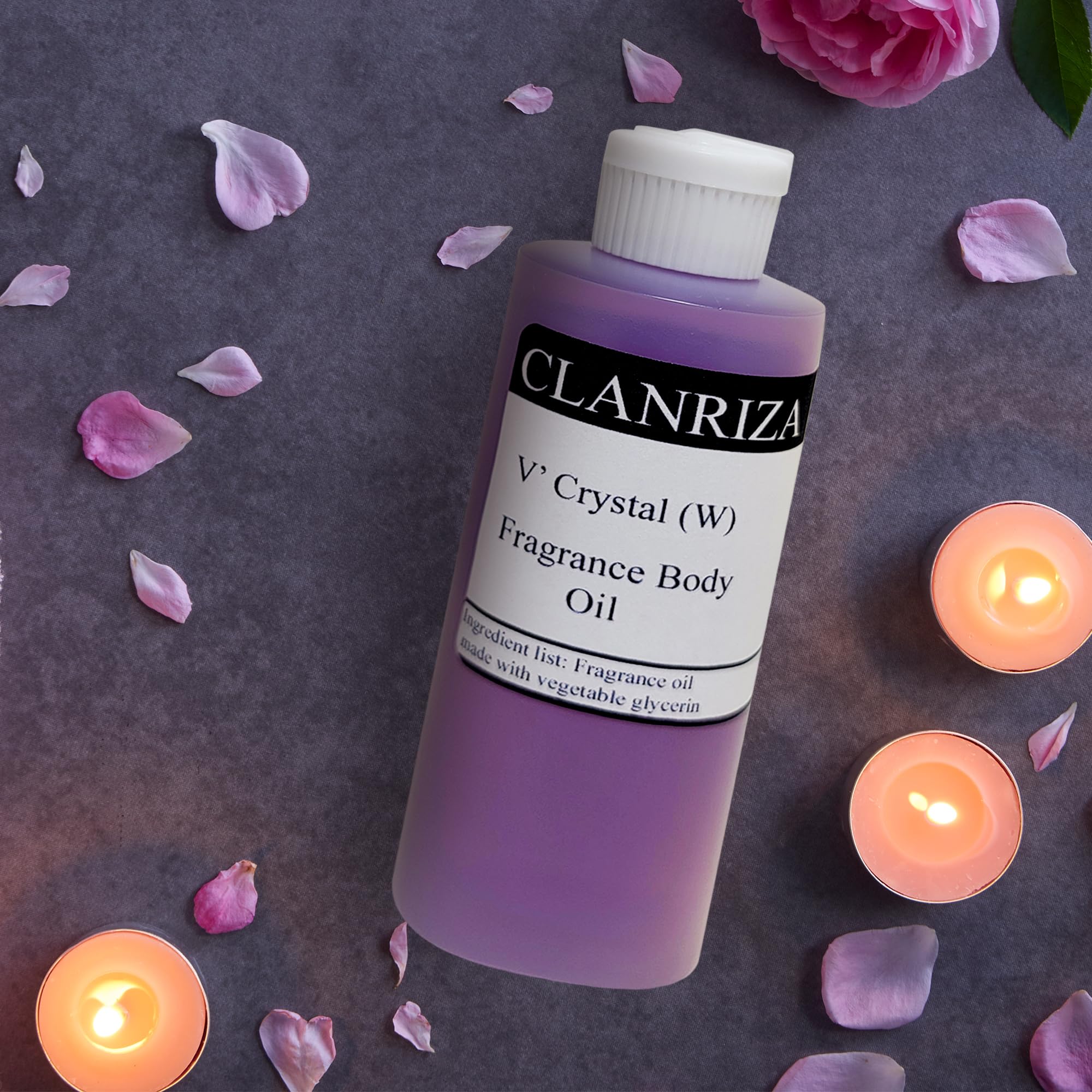 V' Crystal Natural Fragrance Body Oil for Women - Pure & Long-Lasting Perfume Oil, Scented Skin Moisturizer - All-Day Hydration & Aromatherapy - Perfect Gift for Her (1 Fl Oz) - Ideal for Date Nights, Spa Days & Daily Self-Care