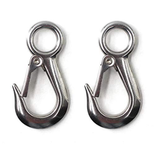 Heavy Duty 304 Stainless Steel Lifting Hook - 300KG Working Load Limit (WLL) - Pack of 2 - Ideal for Construction, Marine, Rigging & Industrial Applications