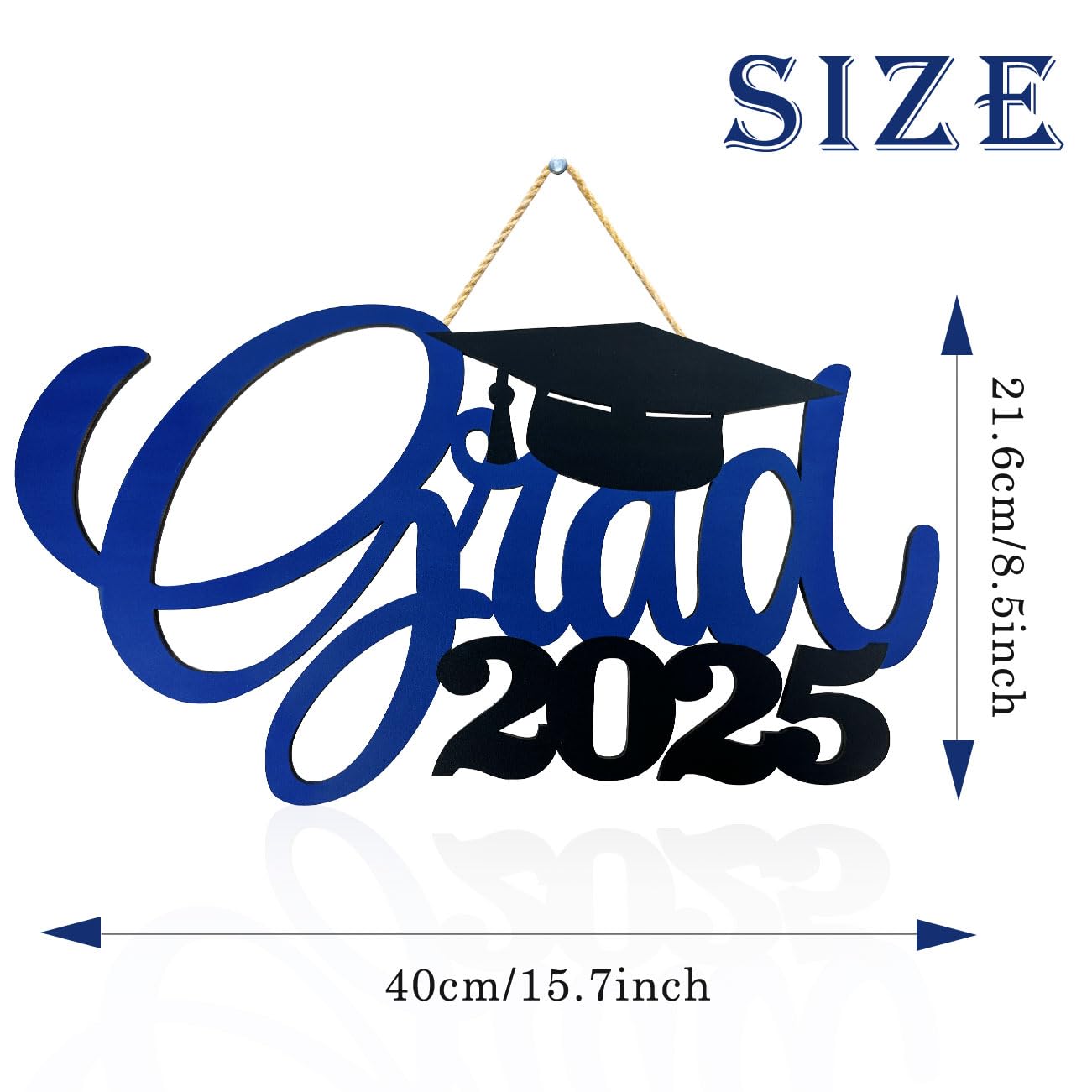 2025 Graduation Wooden Sign - Blue Class of 2025 Photo Booth Props & Party Decorations for Graduation Announcements, Ceremony Backdrops, and Home Decor