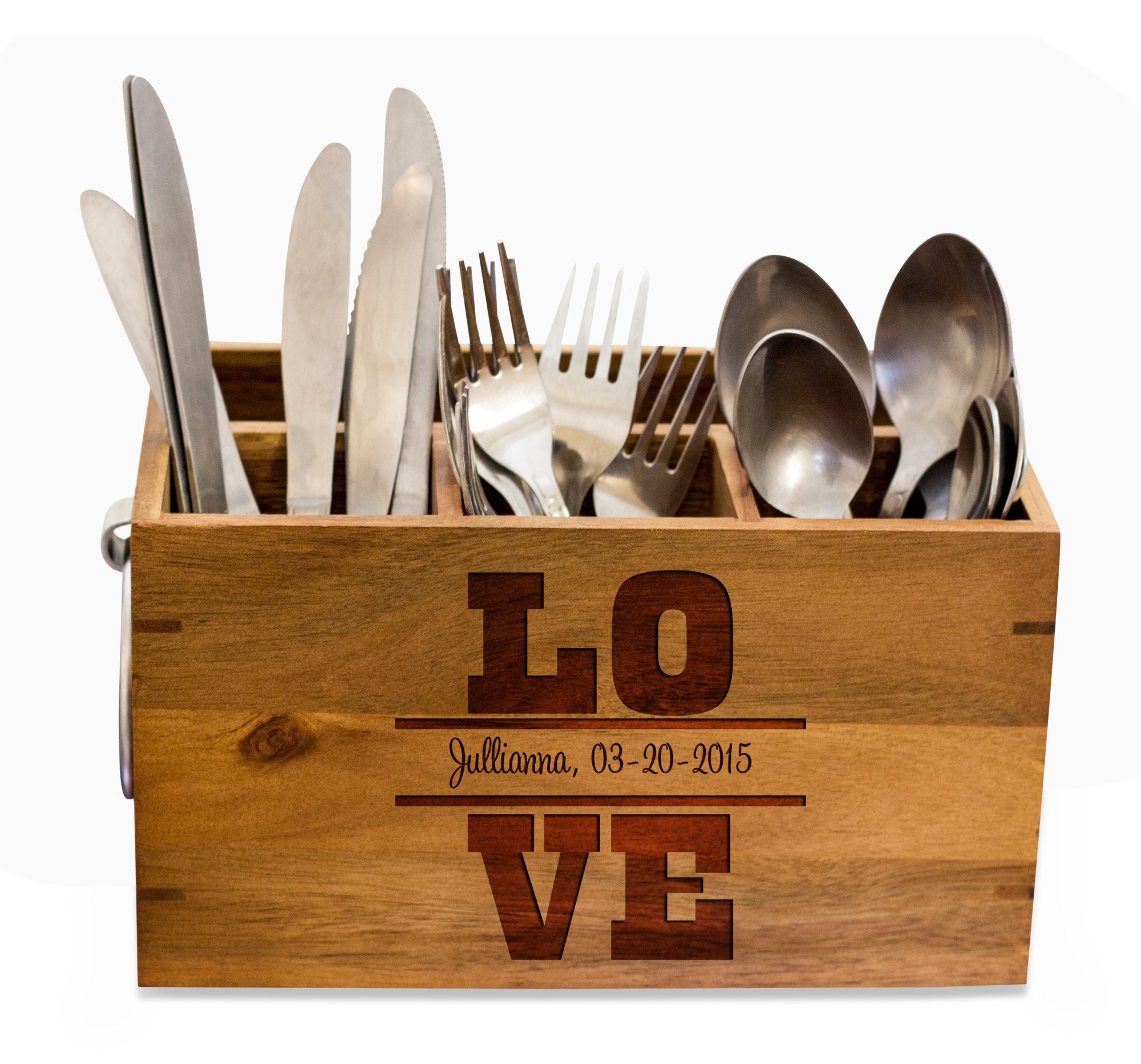 Personalized Silverware Caddy - Custom Kitchen Utensil Holder & Picnic Organizer with Engraving Option - Perfect Housewarming Gift for Kitchen, Dining, and Outdoor Entertaining