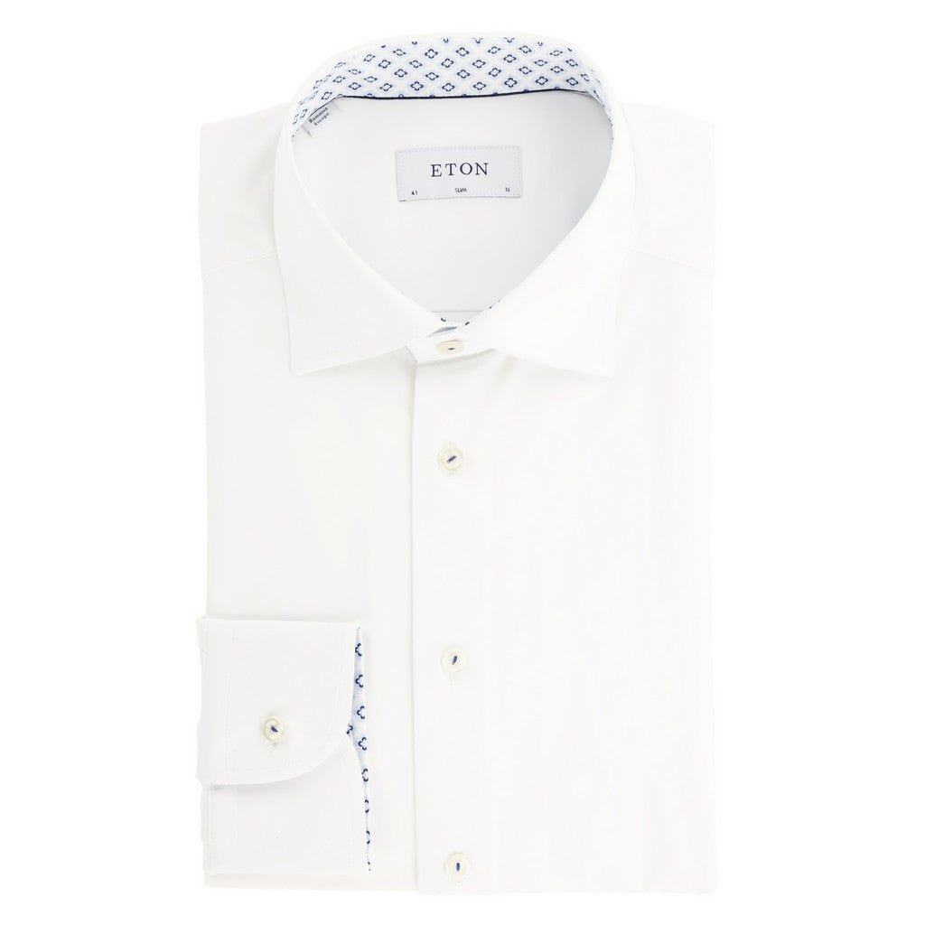 ETON Men's Stretch Slim Fit Single Cuff Dress Shirt - White | Formal Office Wear & Business Attire for Professional Men
