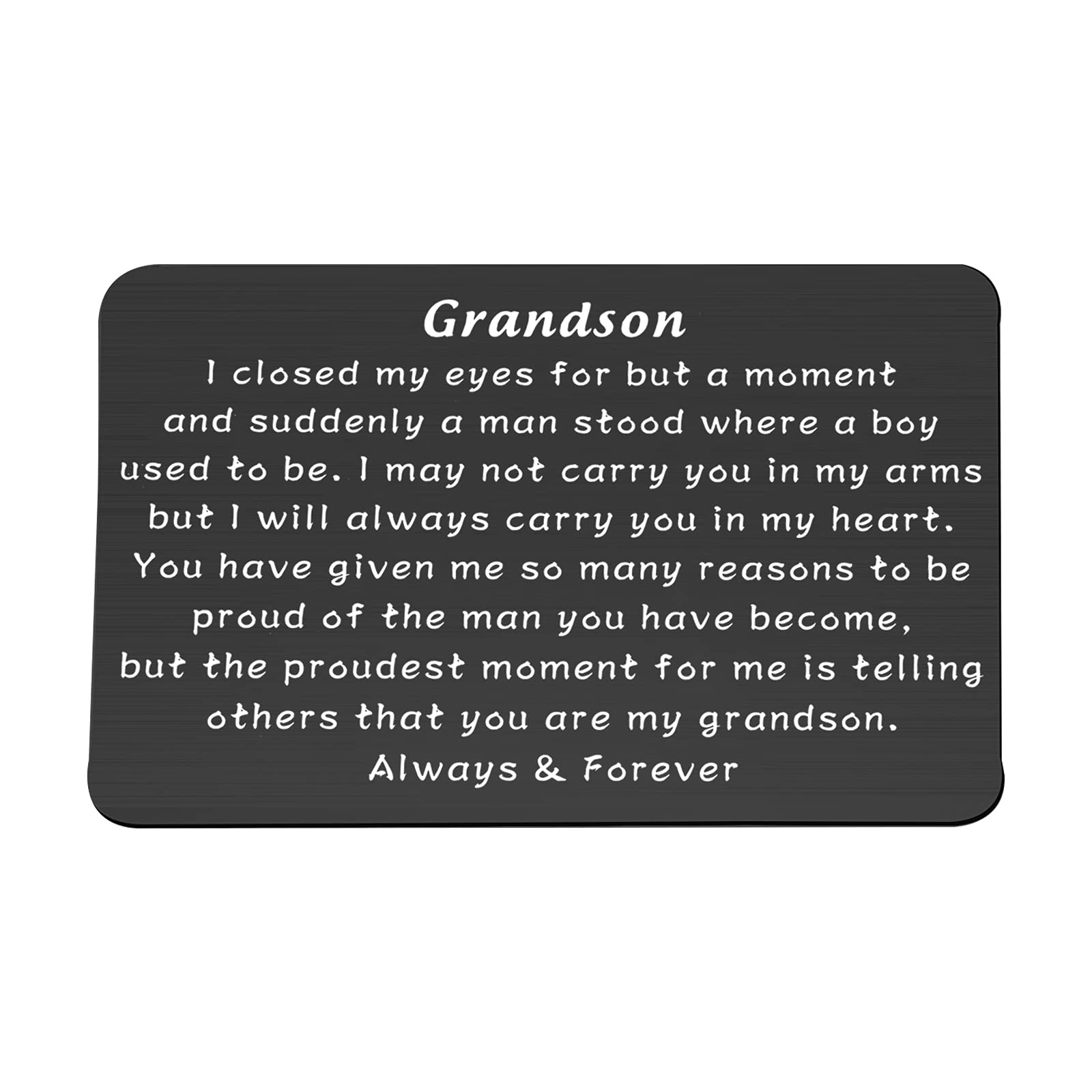 PLITI Engraved Wallet Insert Card - Inspirational Graduation Gift for Grandson from Grandma & Grandpa, Birthday & Deployment Gift - Perfect for Special Occasions & Everyday Encouragement