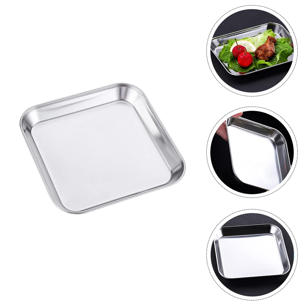 HEMOTON 2-Piece 304 Stainless Steel Serving Platter Set - Pie Plate, Steak Tray, Snack Dish & Bakeware for Camping, Coffee Table, and Kids' Parties | Durable & Elegant Serving Solution