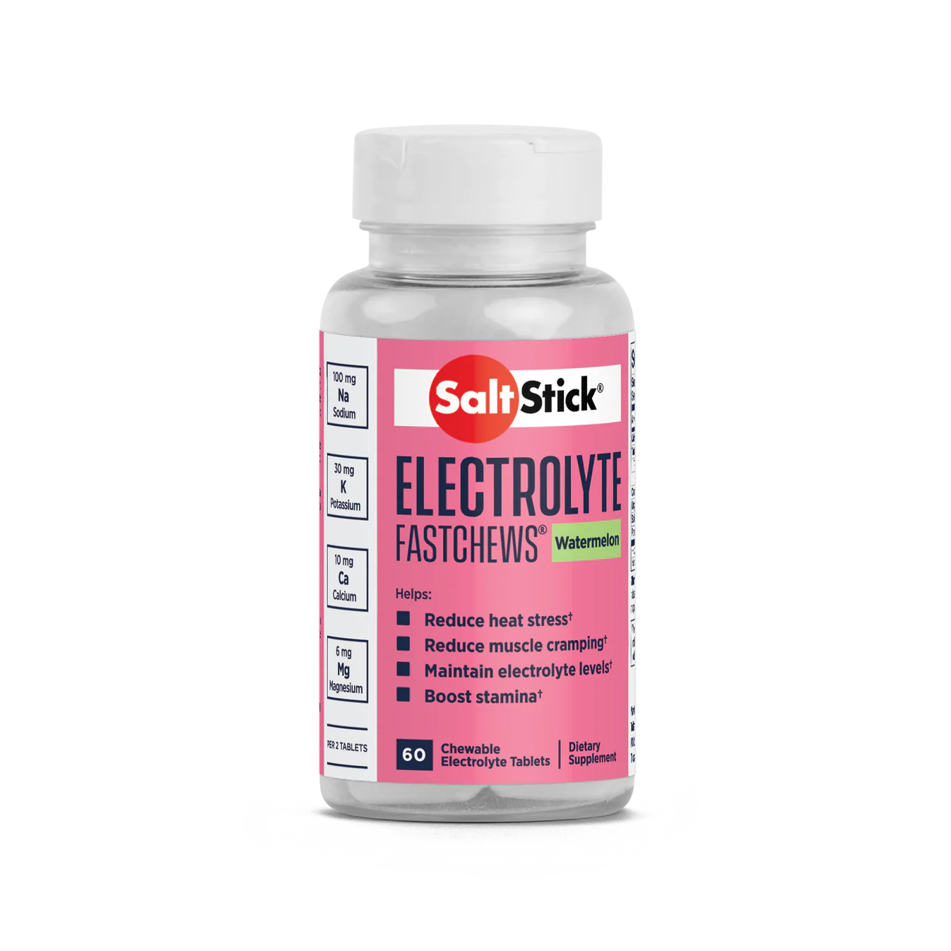 SaltStick FastChews Electrolyte Tablets - 60 Count Watermelon Flavor | Rapid Hydration for Athletes, Runners & Outdoor Activities | Replenish Electrolytes On-The-Go