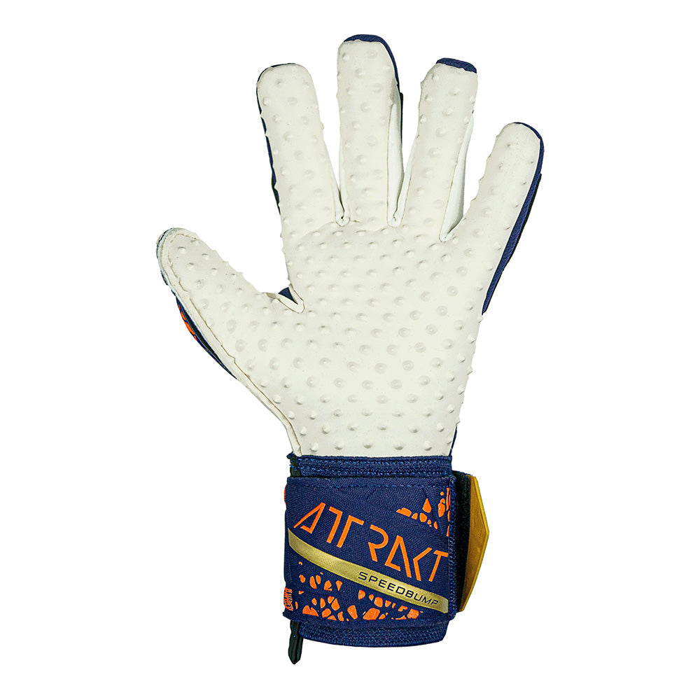 Reusch Attrakt Speedbump GK Goalkeeper Gloves - Blue/Gold - Professional Soccer Goalie Gloves for Training & Matches - Perfect for Youth & Adult Goalkeepers