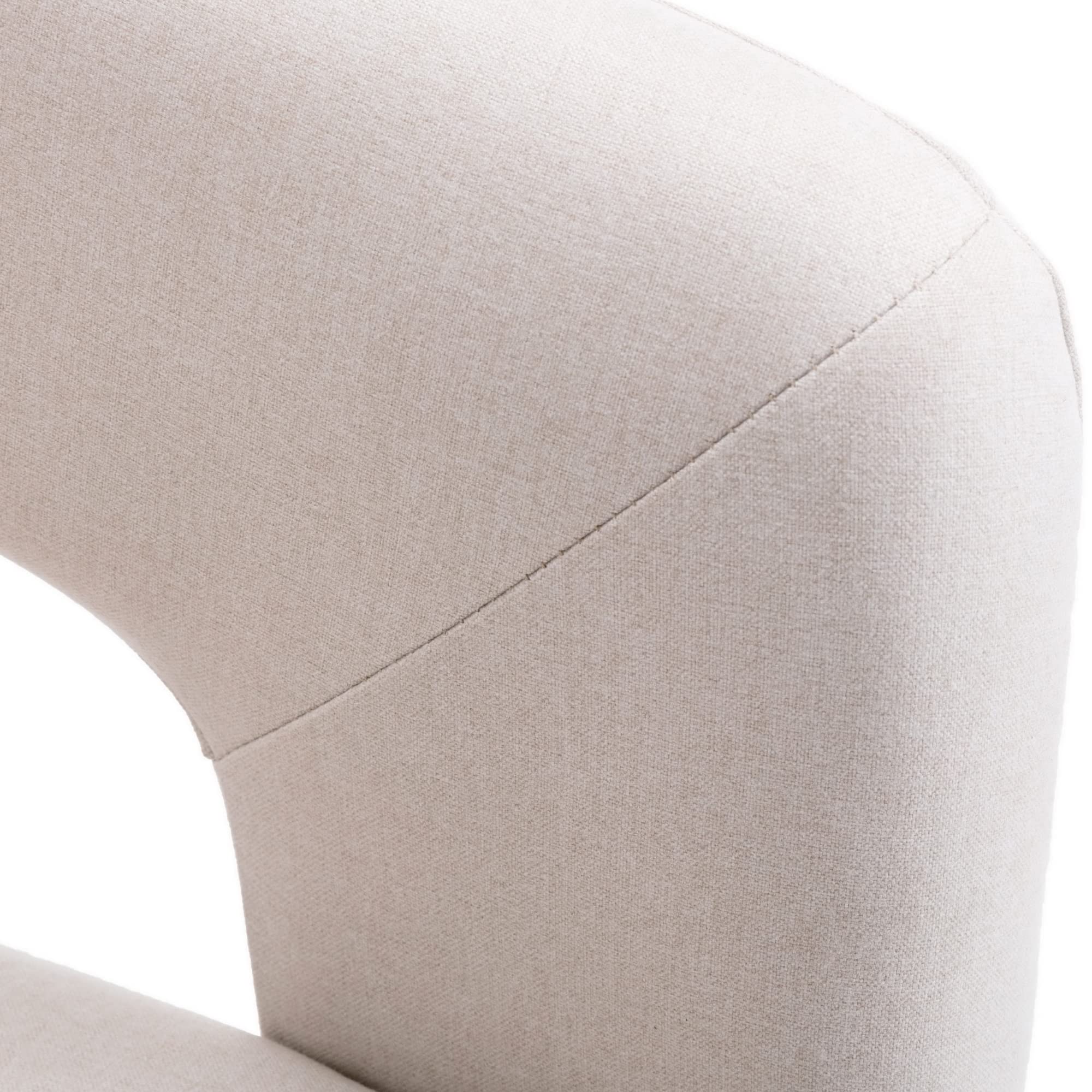 Modern Dining Chair Set of 2 - Linen Upholstered Barrel Kitchen Chairs with Wooden Legs, Round Accent Armchairs for Dining Room, Living Room, Bedroom or Side Table | Ivory | Perfect for Small Spaces, Breakfast Nooks & Cozy Home Decor
