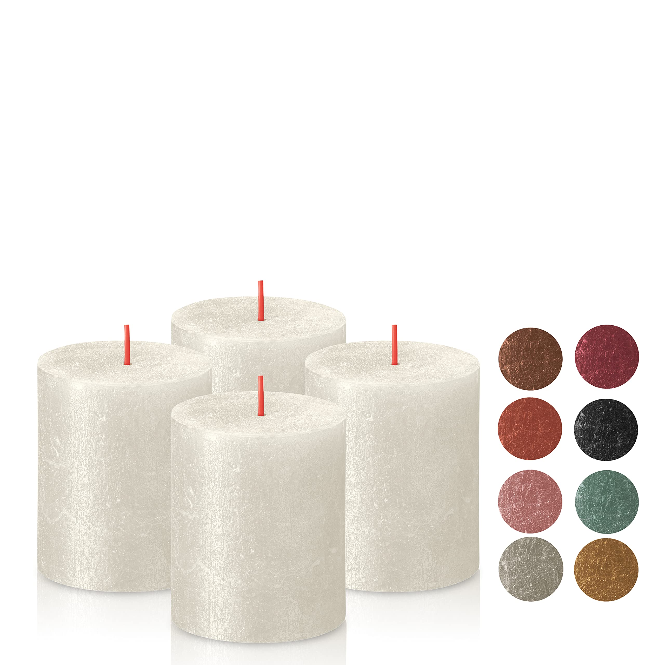 BOLSIUS Ivory Shimmer Metallic Pillar Candles 4 Pack - 2.75 x 3.25 Inches Unscented Dripless Candles - Premium European Quality Plant-Based Wax - 35 Hour Burn Time for Weddings, Parties & Home Decor