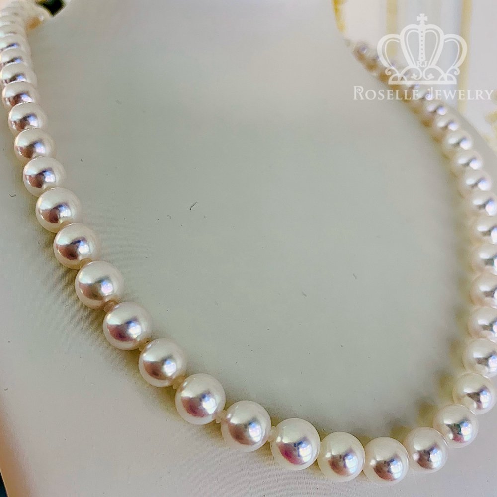 Tsukihana™ Premium Akoya Pearl Necklace - 14K White Gold Clasp AKP002 | Elegant Jewelry Gift for Women, Bridal Party, Anniversary & Special Occasions