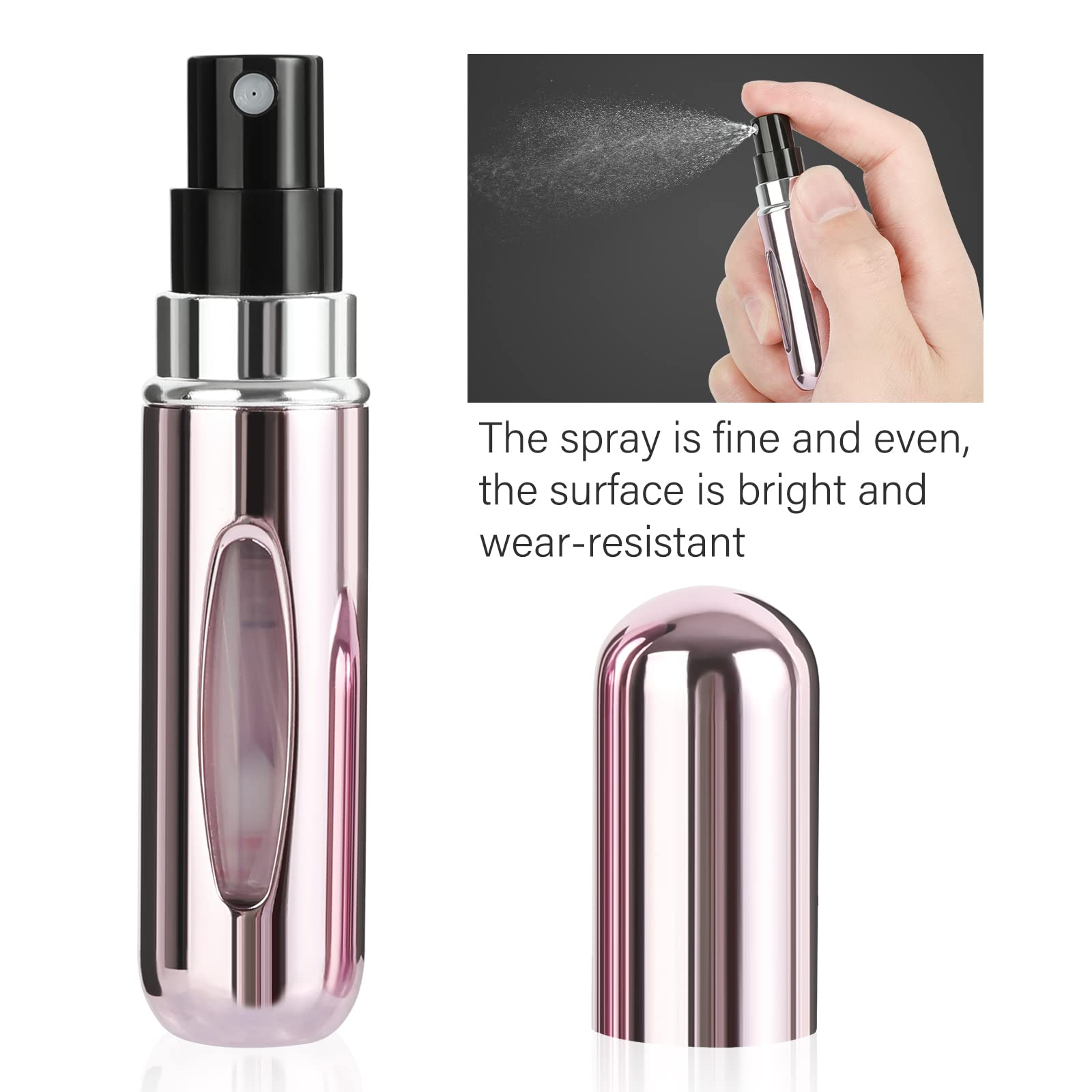 Scholazs 5ml Refillable Perfume Atomizer Bottle - Portable Travel Mini Spray Bottle for Cologne & Fragrance - Leak Proof Empty Perfume Dispenser for Women & Men - Perfect for Airplane Travel, Gym Bag & Purse Essentials