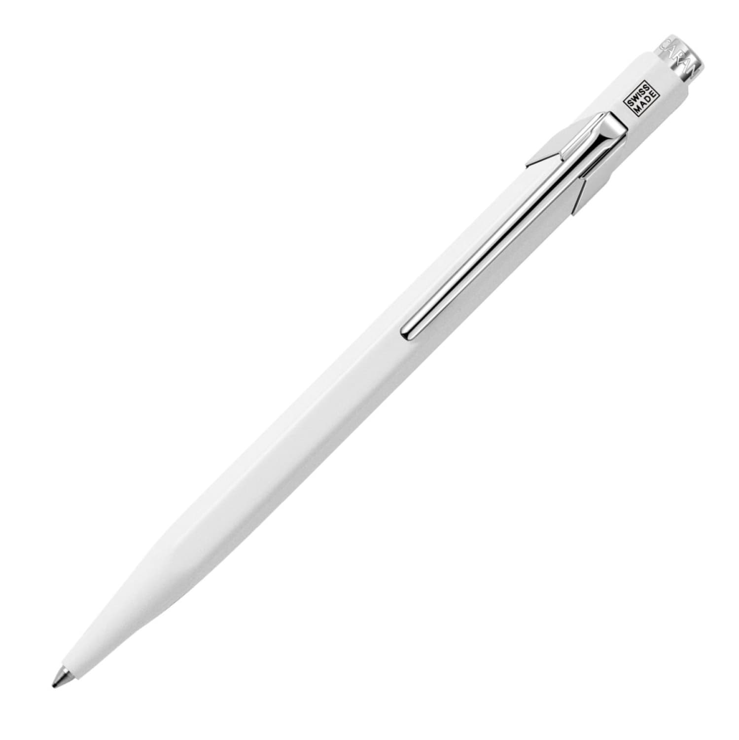 Caran d'Ache 849 Popline White Ballpoint Pen with Holder - Premium Writing Instrument for Office, School & Gift Giving
