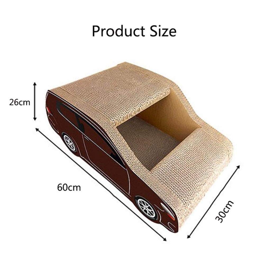 Brown Car-Shaped Cat Scratcher - Corrugated Cardboard Scratching Board & Lounge Bed Toy House for Cats | Durable Pet Furniture for Play, Rest & Nail Care | Perfect for Home, Office & Pet-Friendly Spaces