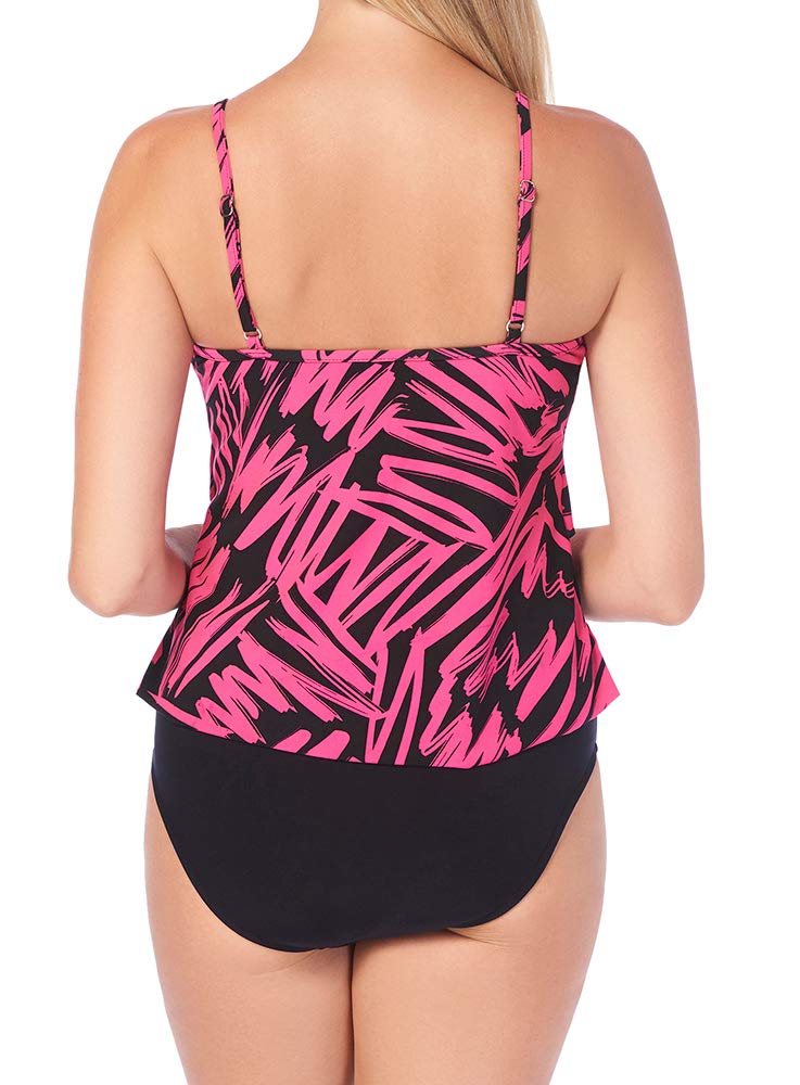 MagicSuit Women's Sketchy Rita Tankini Top - Black/Pink - Swimwear for Women - Perfect for Beach, Pool & Summer Vacations