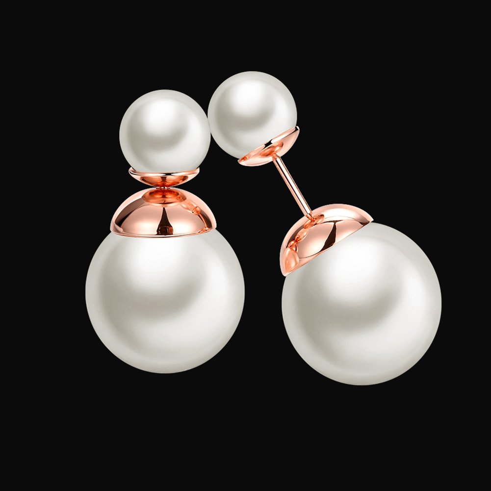 Elegant Double Sided Pearl Stud Earrings for Women - Perfect for Parties & Work