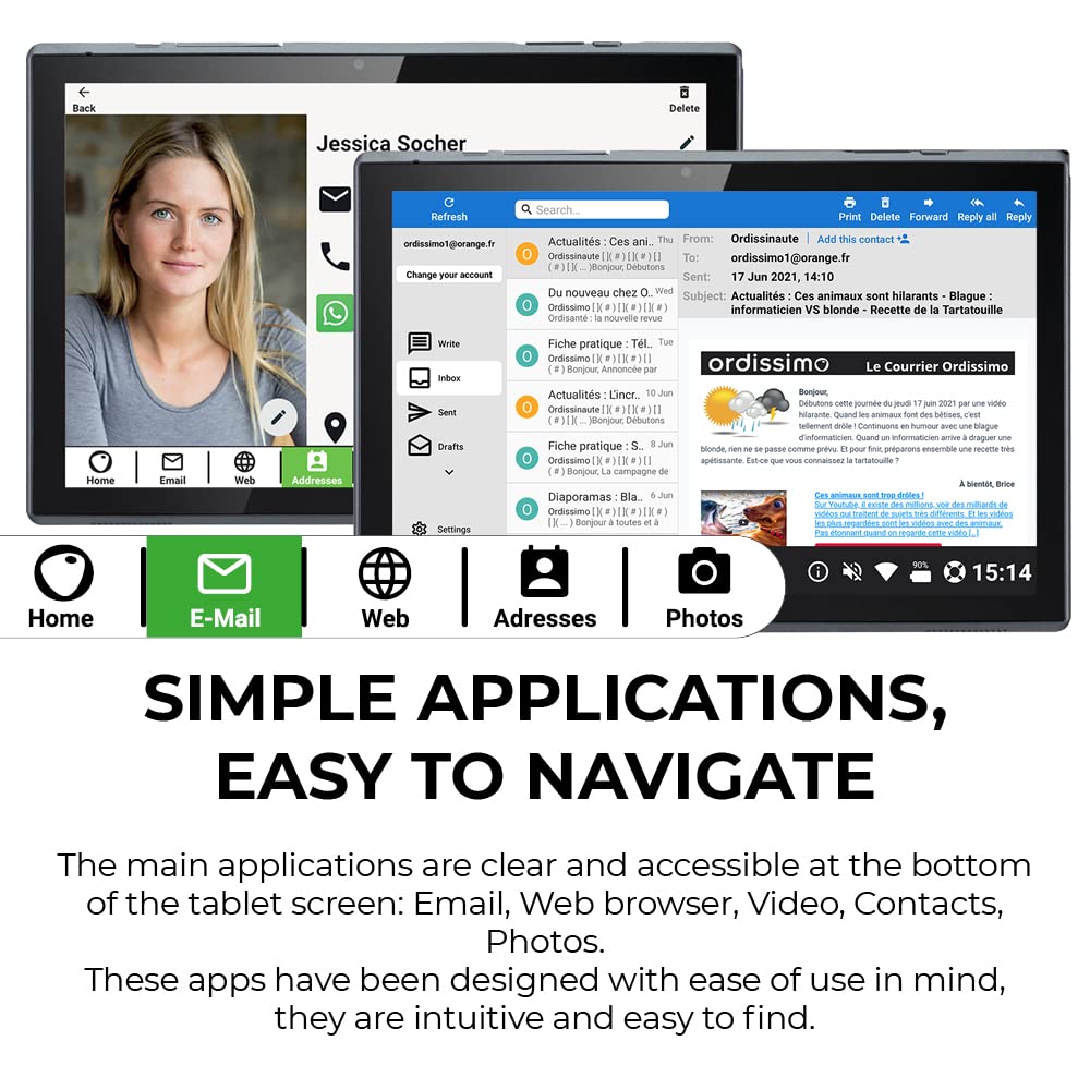 Easy-to-Use 10.1 Inch Touch Screen Tablet for Seniors - Simple Interface, WiFi, Dual Cameras - Perfect for Video Calls, Web Browsing & Photos - Great Gift for Elderly Parents & Grandparents - Ideal for Family Communication, Online Learning & Entertainment