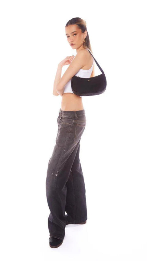 Dixiee Black Suede Shoulder Bag for Women - Stylish Crossbody Purse with Adjustable Strap, Perfect for Work, Travel & Everyday Use