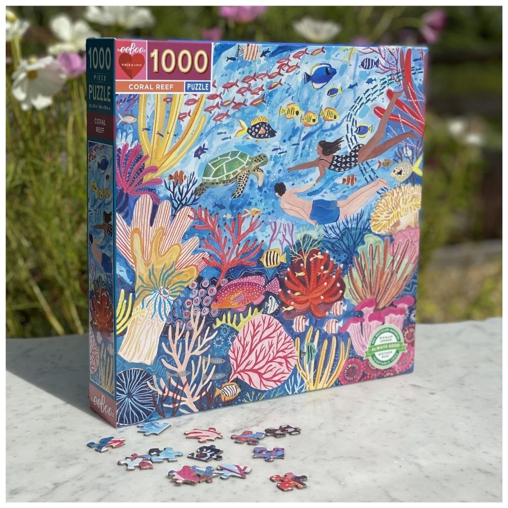 eeBoo 1000 Piece Coral Reef Jigsaw Puzzle for Adults - Vibrant Underwater Ocean Scene - Perfect for Relaxation, Family Game Night & Home Decor