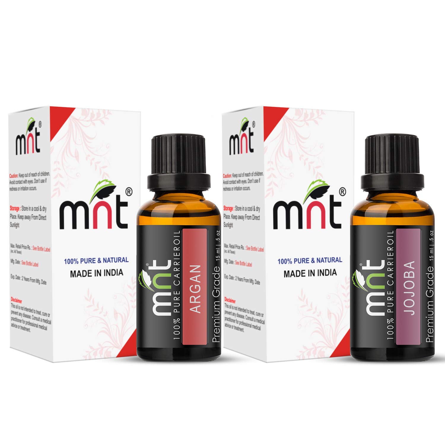 Pure Moroccan Argan Oil & Jojoba Carrier Oil Combo - 100% Cold Pressed for Hair Growth, Skin Care & Face Moisturizer (2x15ml) - Perfect for DIY Beauty, Massage & Natural Hair Treatment