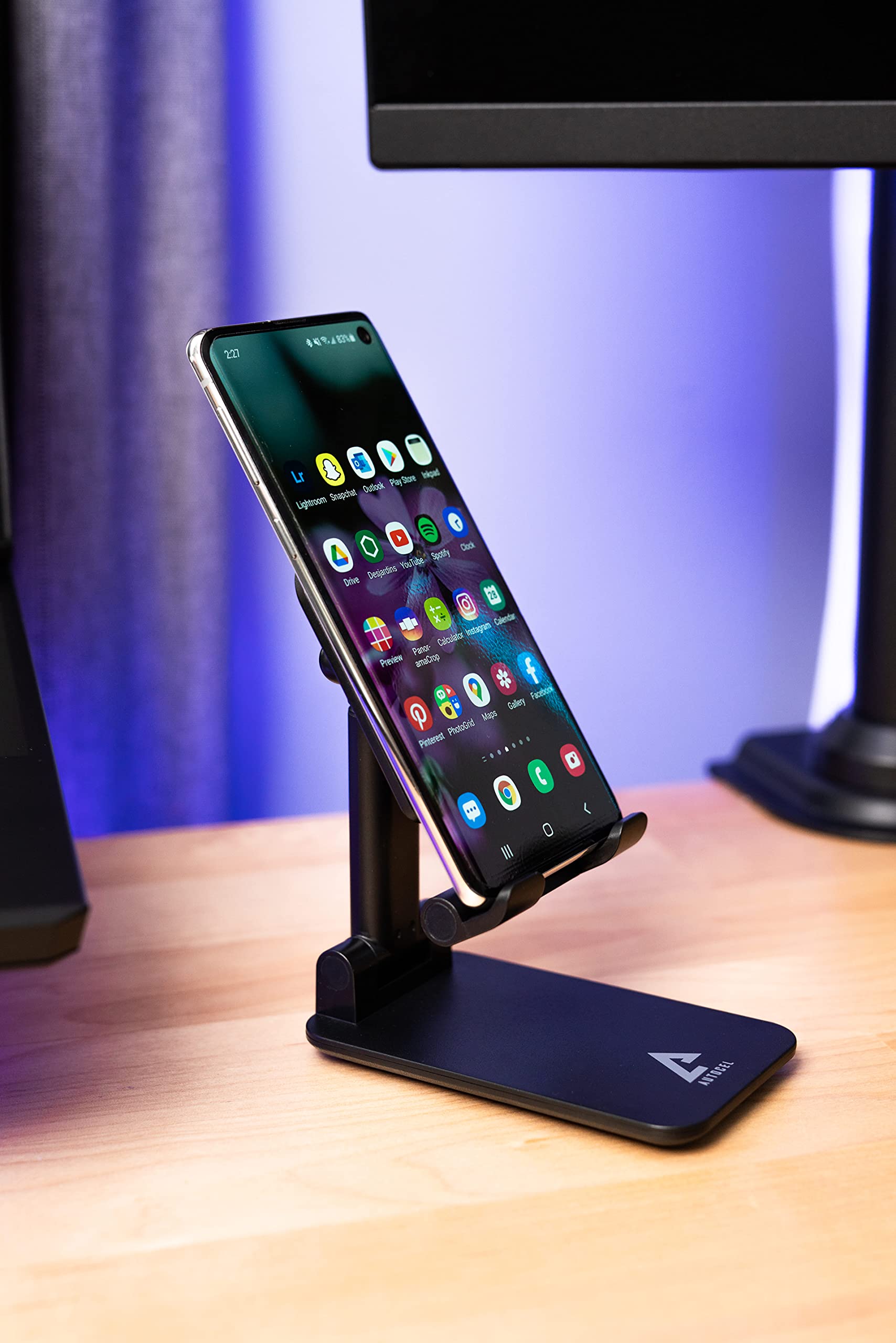 Foldable Phone Stand for Desk - Universal Holder Compatible with All Smartphones, Tablets & Nintendo Switch | Black Single Bar Design | Perfect for Office, Kitchen & Gaming Setup | Great Gift Idea for Tech Lovers