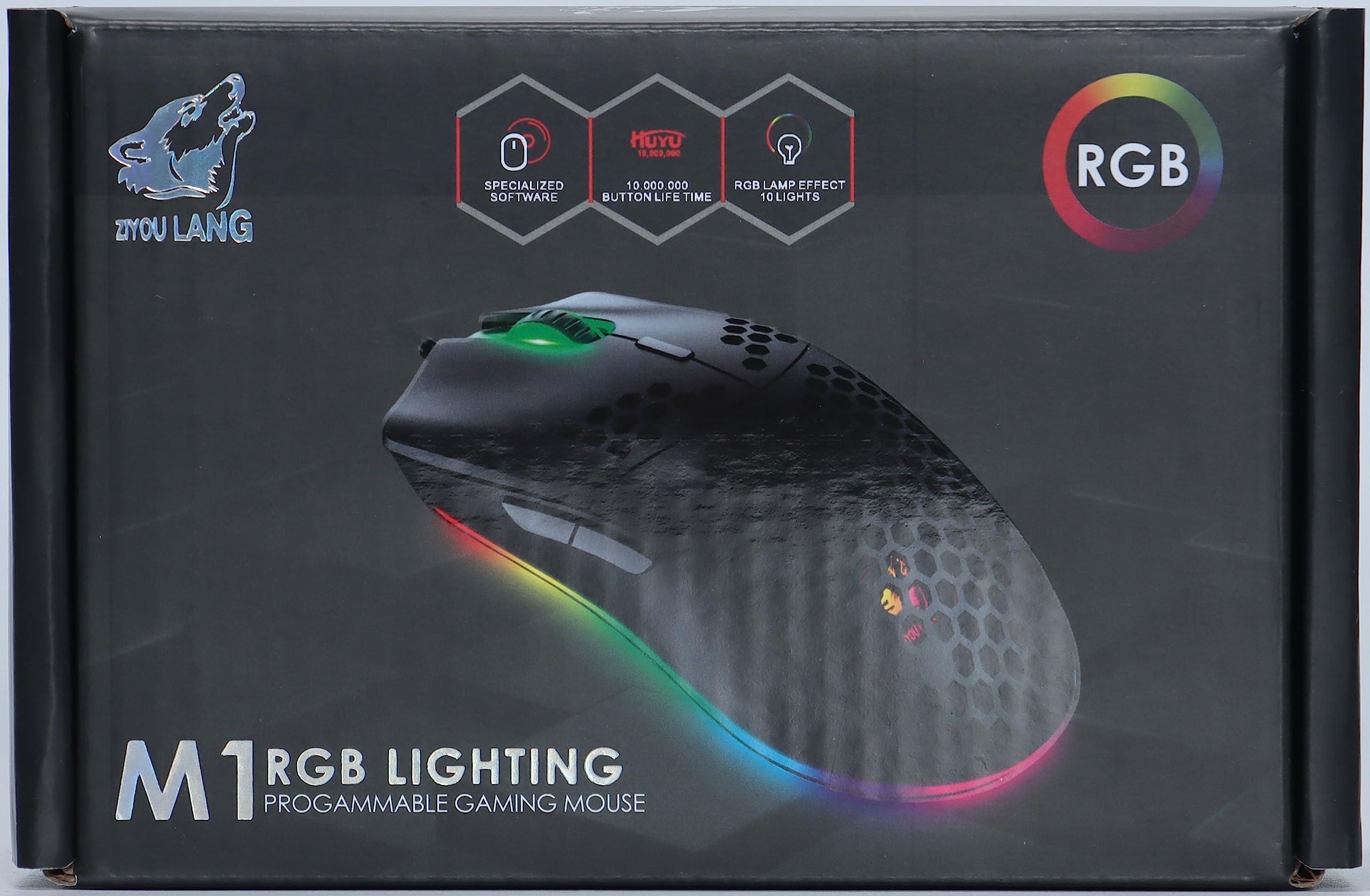 Programmable Wired Gaming Mouse with 6 RGB Lighting Modes & 6400 DPI - Honeycomb Shell Ergonomic Design for PC, Xbox & PS4 Gamers - Perfect for FPS, MOBA & Esports Gaming - Green