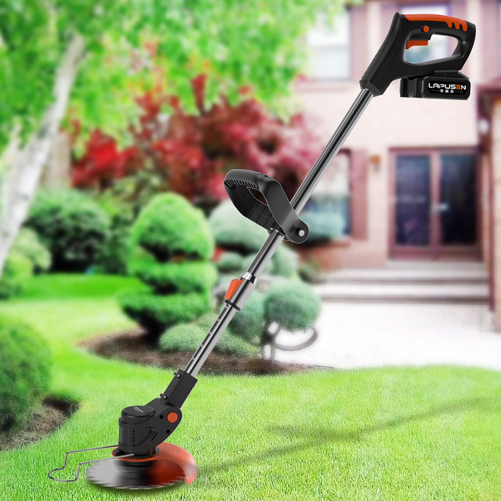 Fiunkes 21V Cordless String Trimmer & Edger - Battery Powered Weed Wacker with 6000mAh Battery - Adjustable Length & Angle for Lawn, Garden & Yard Maintenance - Perfect for Grass Trimming, Edging & Weed Control Around Fences, Driveways & Landscaping Areas