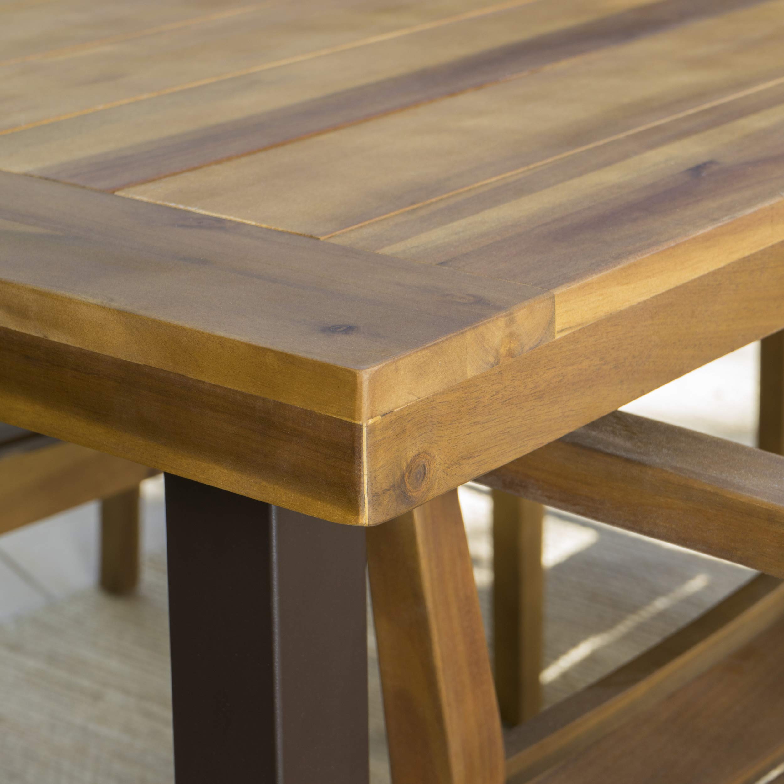 Christopher Knight Home 298192 Spanish Bay Acacia Wood Outdoor Dining Table - Weather-Resistant Teak Finish, Brown | Perfect for Patio, Garden, Backyard Dining & Entertaining | Durable Outdoor Furniture for BBQ Parties & Family Gatherings
