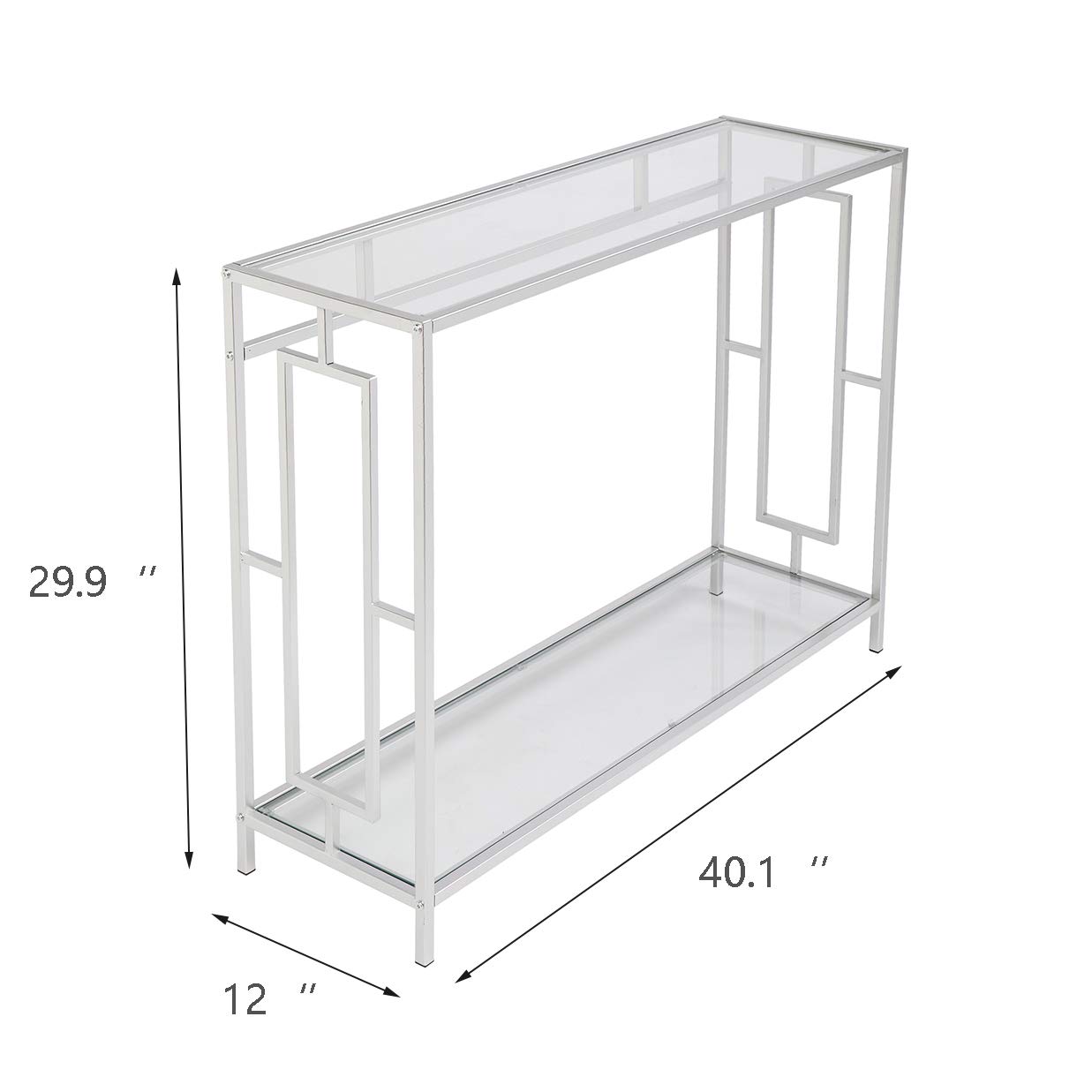 Modern Glass Console Table with Shelf - 40