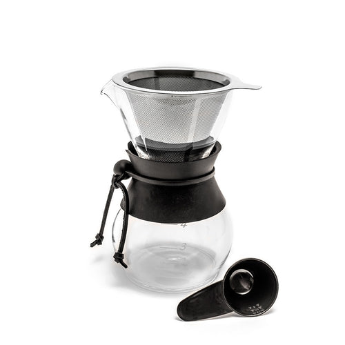 Yama Glass Drip Coffee Maker Kit with Heat-Resistant Sleeve - 20oz Pour Over Coffee Brewer for Home, Office & Camping Use