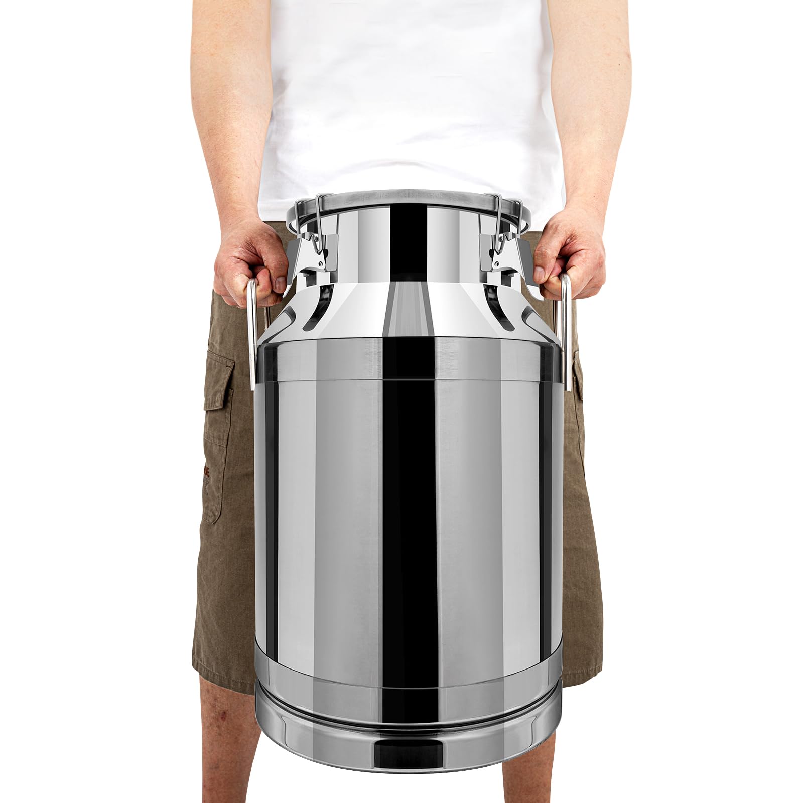 40L/10.5Gal Stainless Steel Milk Can - 201 Non-Magnetic Food Grade Container with Removable Lid - Portable Sealed Bucket for Milk, Oil, Wine, Tea, Rice & Grain Storage - Ideal for Farm, Kitchen, Brewing & Food Preservation