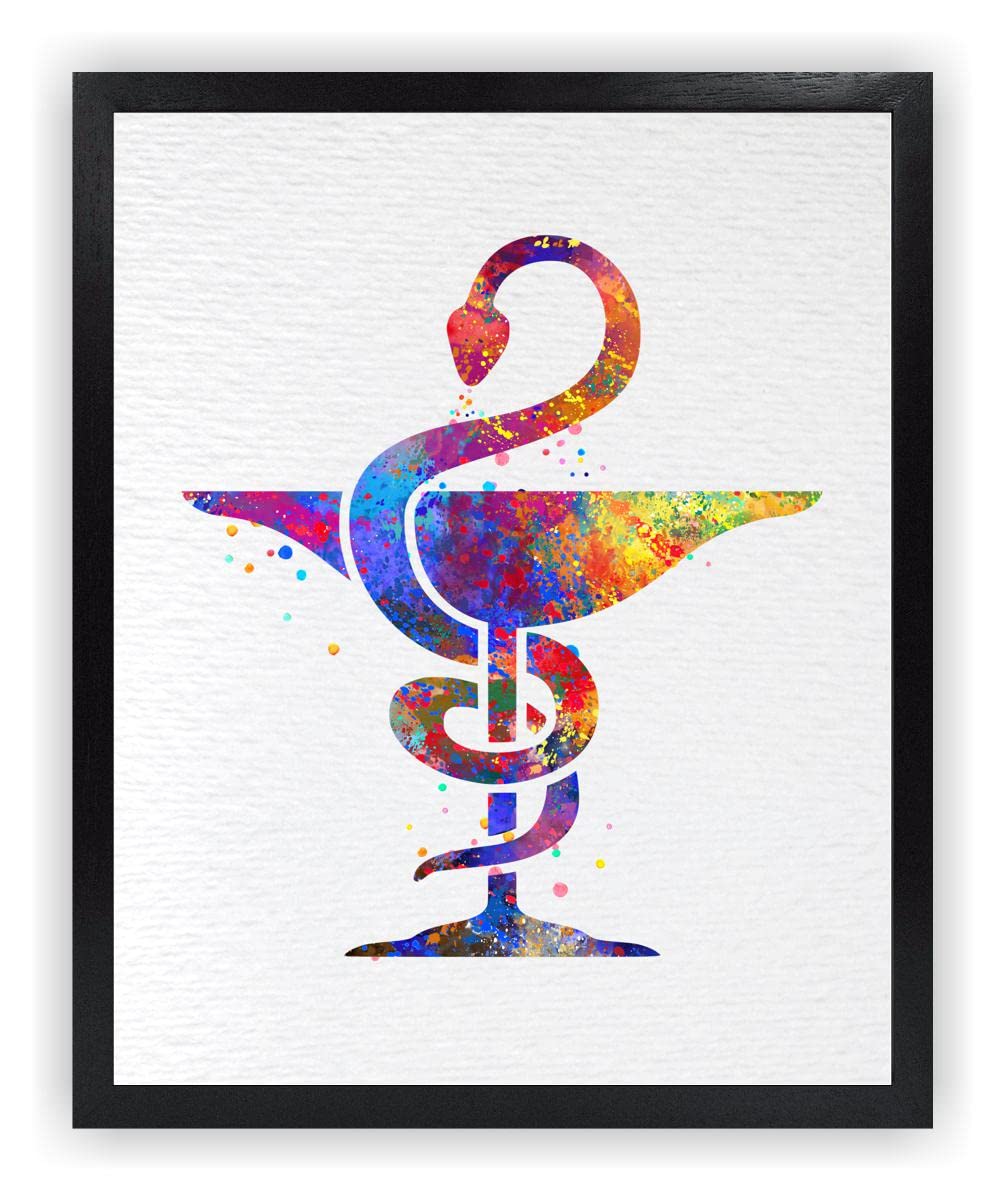 Dignovel Studios 13x19 Inch Unframed Pharmacy Symbol - Bowl of Hygieia Watercolor Art Print | Medicine Doctor Clinic Decor | Inspirational Wall Art for Home, Office & Housewarming Gift | DN552 | Perfect for Healthcare Professionals & Medical Students
