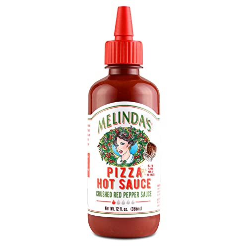 Melinda's Gourmet Spicy Pizza Hot Sauce - 12oz Crushed Red Pepper Sauce with Fresh Cayenne Peppers, Garlic & Tomatoes - Perfect for Pizza, Pasta, Wings & Dipping (1 Pack)
