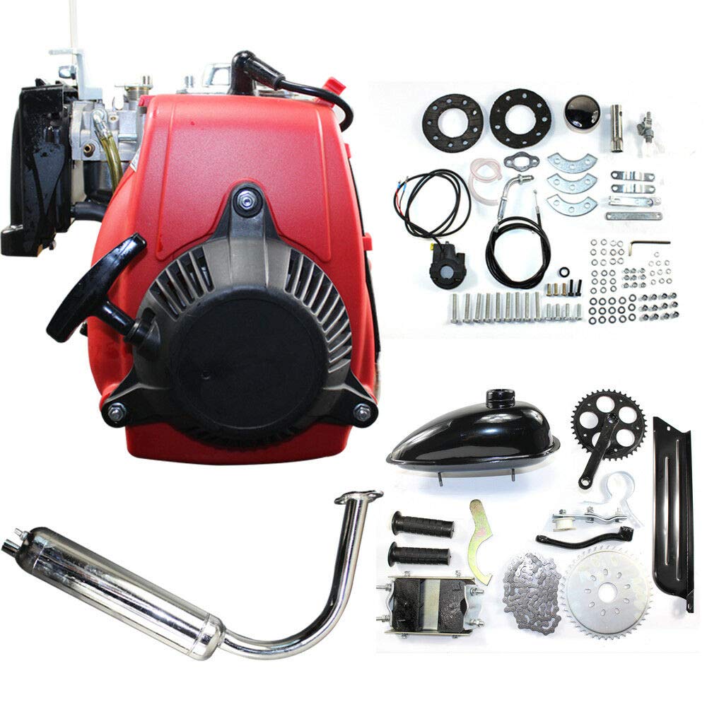 49CC 4-Stroke Gas Motorized Bike Engine Kit - DIY Bicycle to Scooter Conversion Kit with Chain Drive - US Stock (No Belt) - Perfect for Commuting, Off-Road Adventures & Urban Transportation