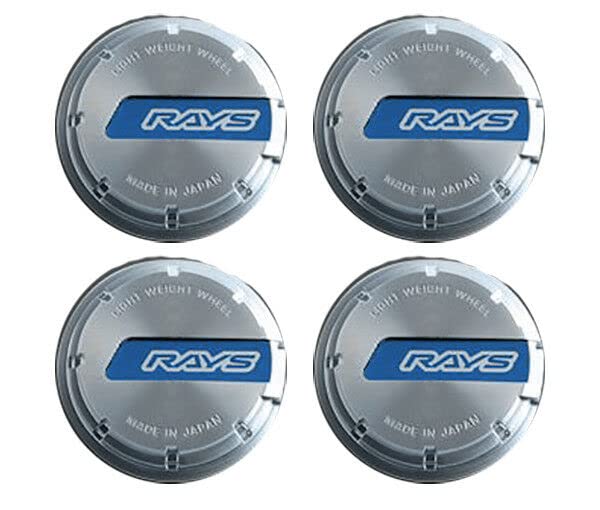 Rays Gram Lights Center Cap for 57CR & 57DR Wheels - Chrome Cap with Blue Logo (4-Pack) | Premium Wheel Accessories for Car Enthusiasts & Custom Builds