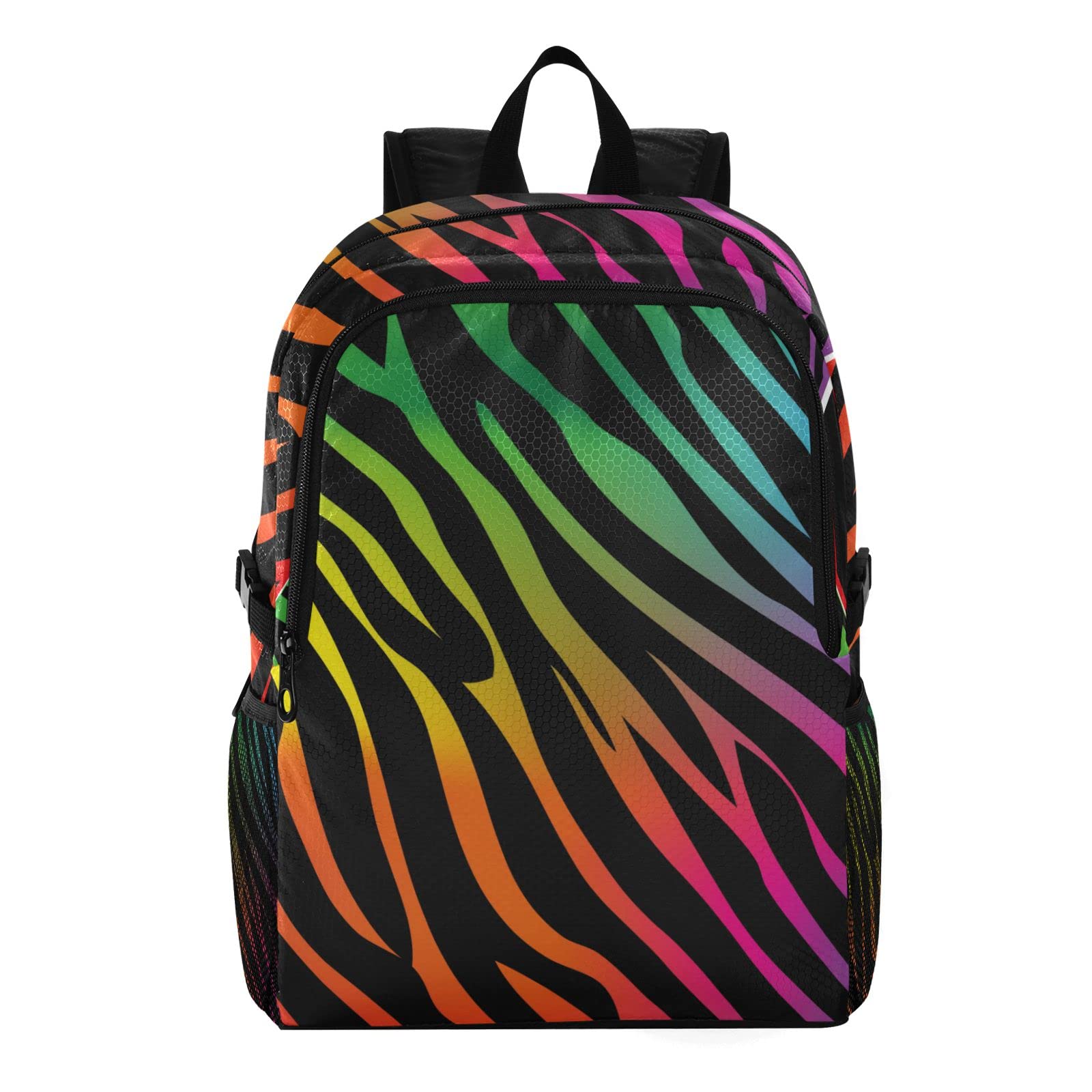 Rainbow Zebra Hiking Backpack - 20L Lightweight Waterproof Daypack for Travel, Camping & Outdoor Adventures | Compact Foldable Design with Secure Pockets | Perfect for Day Trips, Hiking Gear & College Campus Use