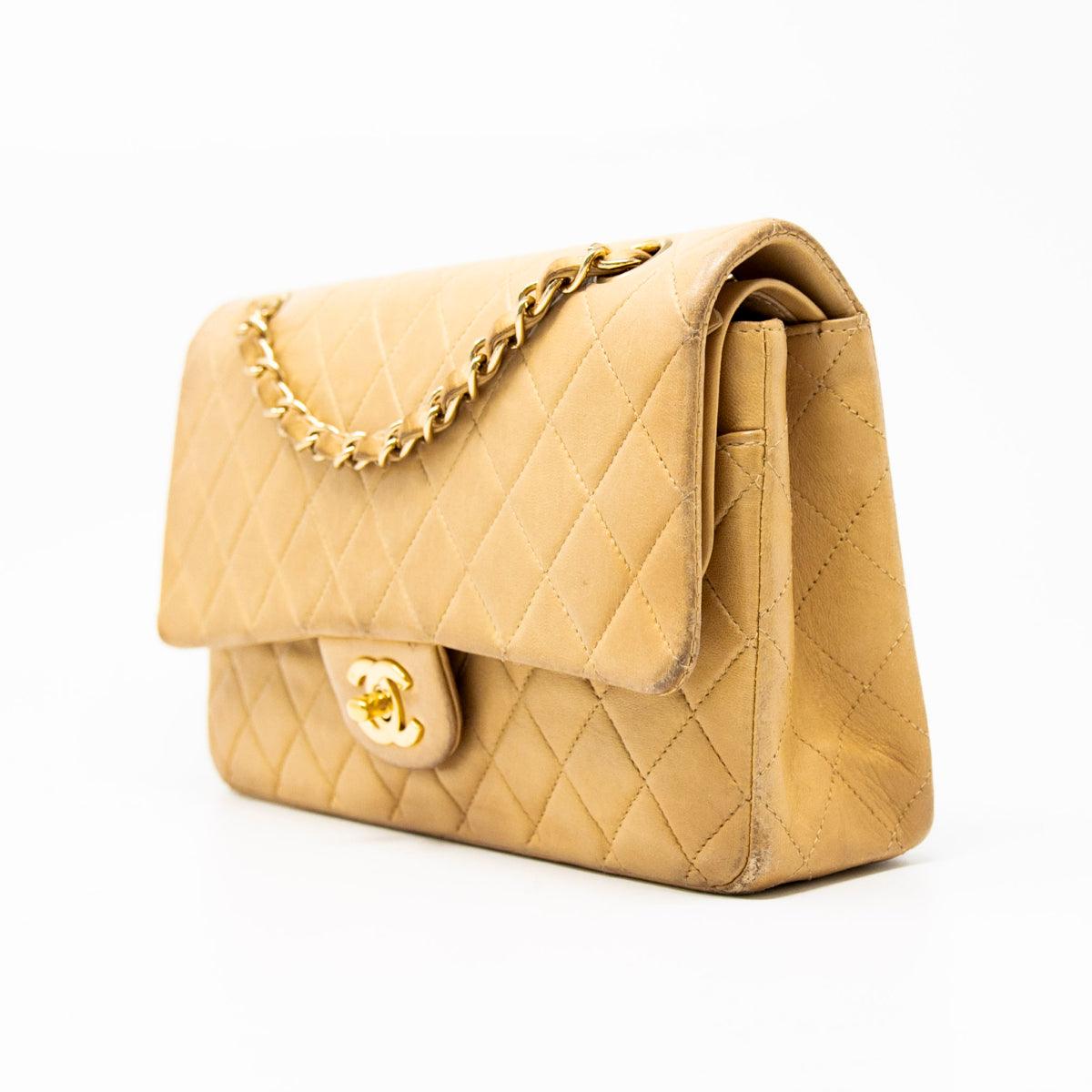 Chanel Beige Medium Vintage Classic Flap Bag - Timeless Luxury Handbag for Women | Perfect for Evening Events, Date Nights & Special Occasions