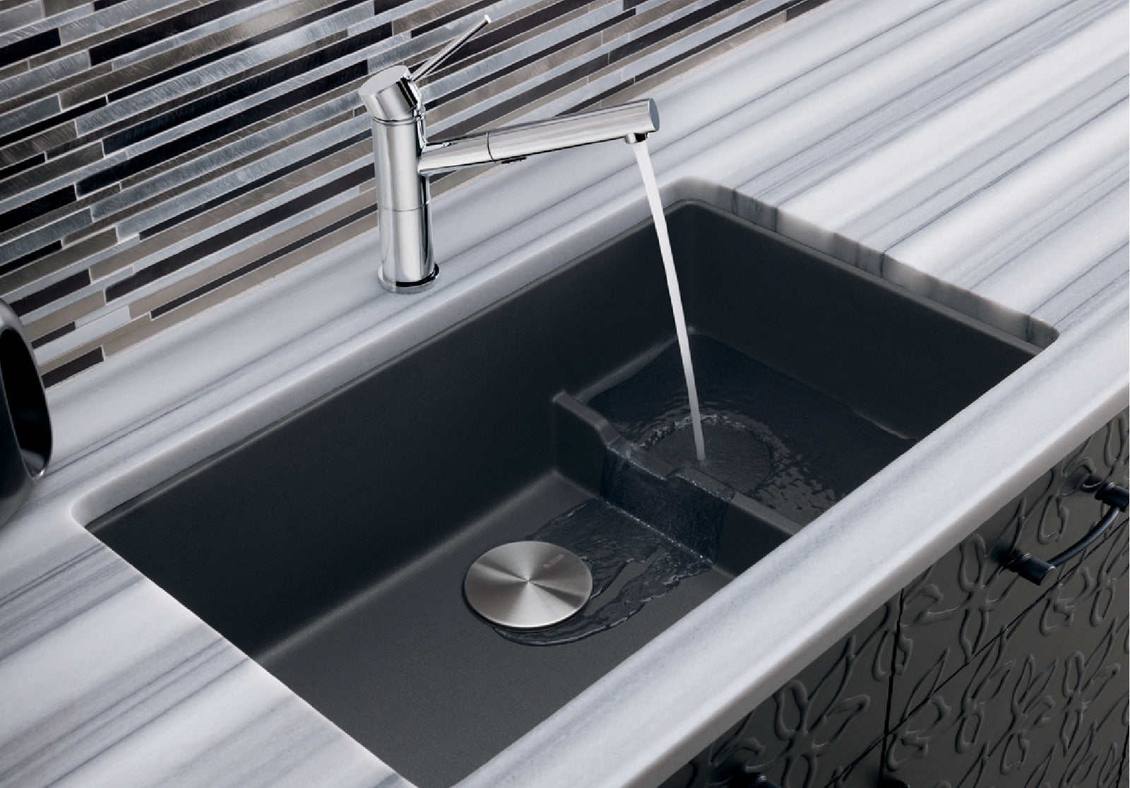 BLANCO PRECIS Cascade Super Single SILGRANIT Kitchen Sink - Durable Stain-Resistant Undermount Sink for Modern Kitchens | Perfect for Cooking, Washing Dishes & Food Prep