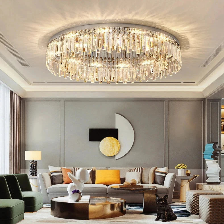 Lyla Crystal Flush Mount Ceiling Light Fixture - Modern LED Lighting for Bedroom, Living Room, Hallway & Kitchen - Elegant Home Decor Lighting Solution