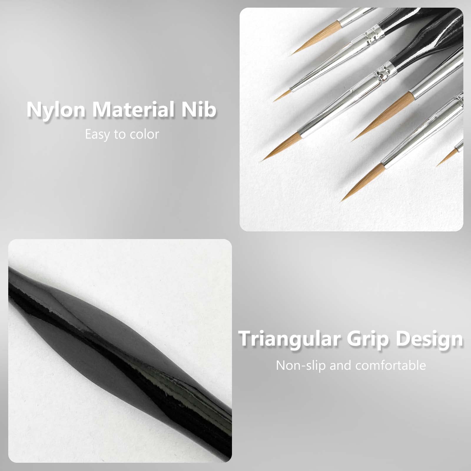 10 Pack Miniature Detail Paint Brushes Kit - Professional Fine Tip Artist Brushes for Watercolor, Oil, Acrylic, Face & Nail Painting - Perfect for Line Drawing, Miniature Art & Model Detailing (Black)
