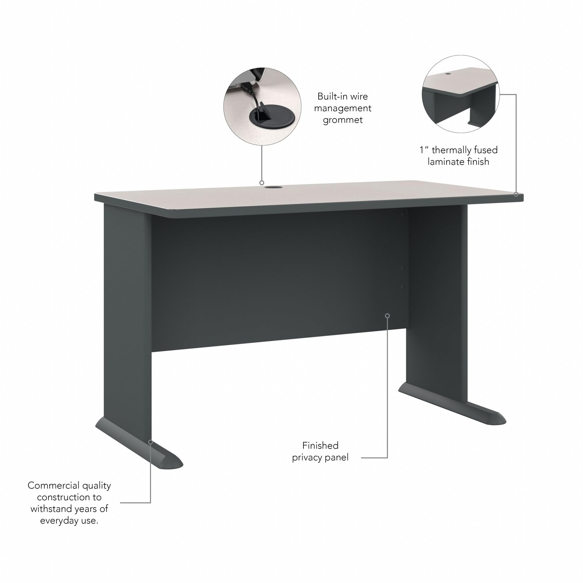 Bush Business Furniture Series A 48W White Spectrum & Slate Computer Desk | Compact Office Table for Home & Professional Workspaces | Perfect for Remote Work, Study & Small Office Setups