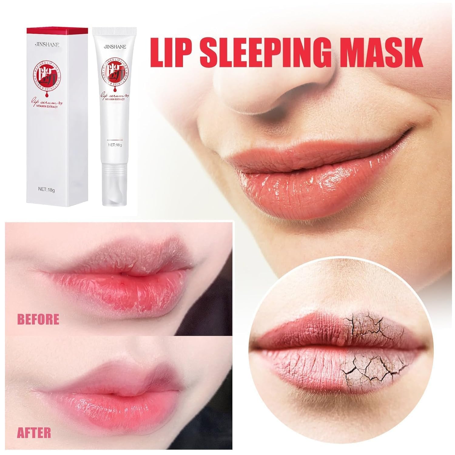 Jinshane Lip Serum & Balm - Natural Moisturizing Treatment for Dark Lips | Nourishing Essence to Remove Darkness & Hydrate | Perfect for Daily Lip Care & Nighttime Treatment (2 Pack)
