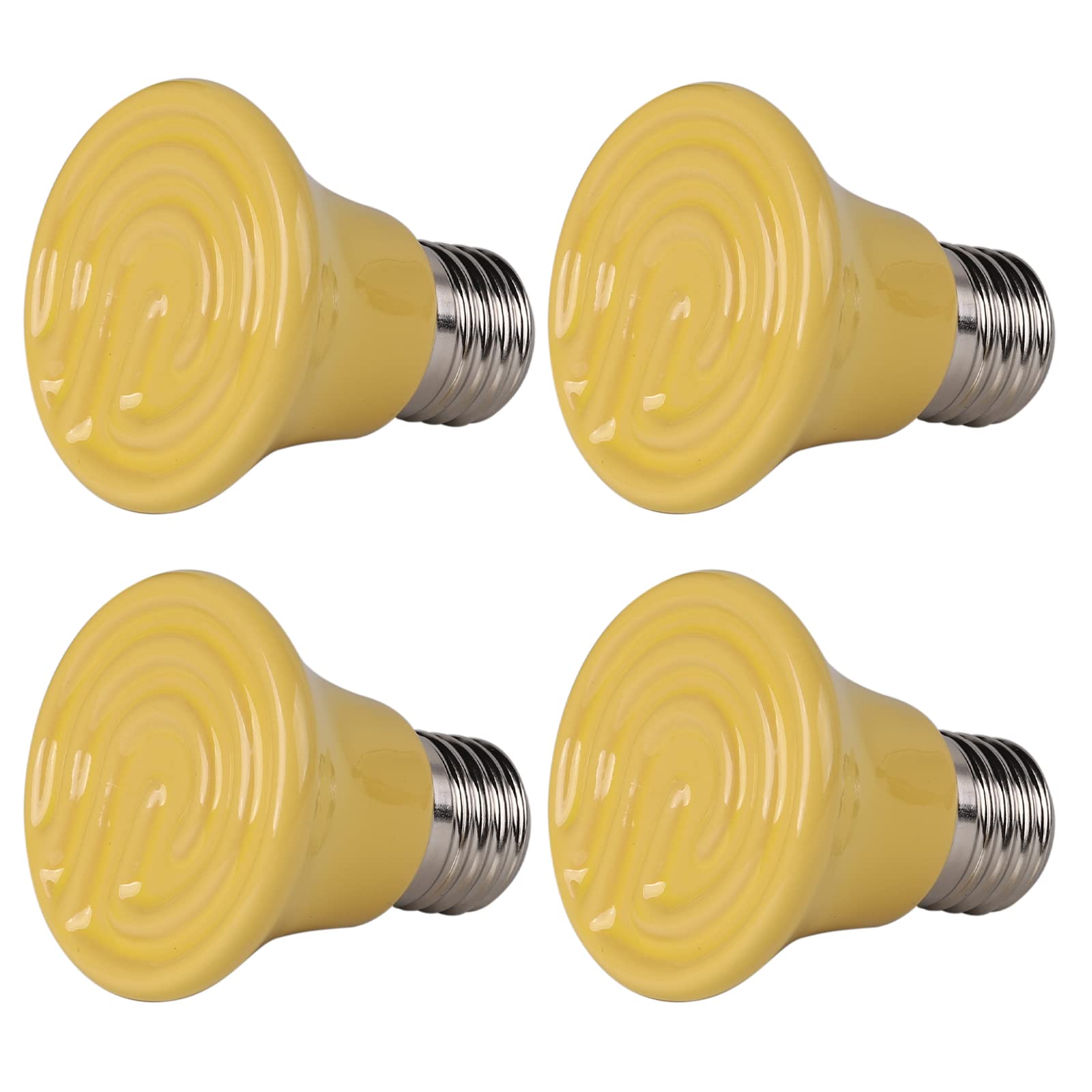 50W Mini Ceramic Infrared Heat Emitter - Reptile Heat Lamp Bulb for Snakes, Turtles & Chicken Coops - No Light Emission, Safe Pet Heater (4 Pack) - Ideal for Nighttime Use & Temperature Control in Terrariums