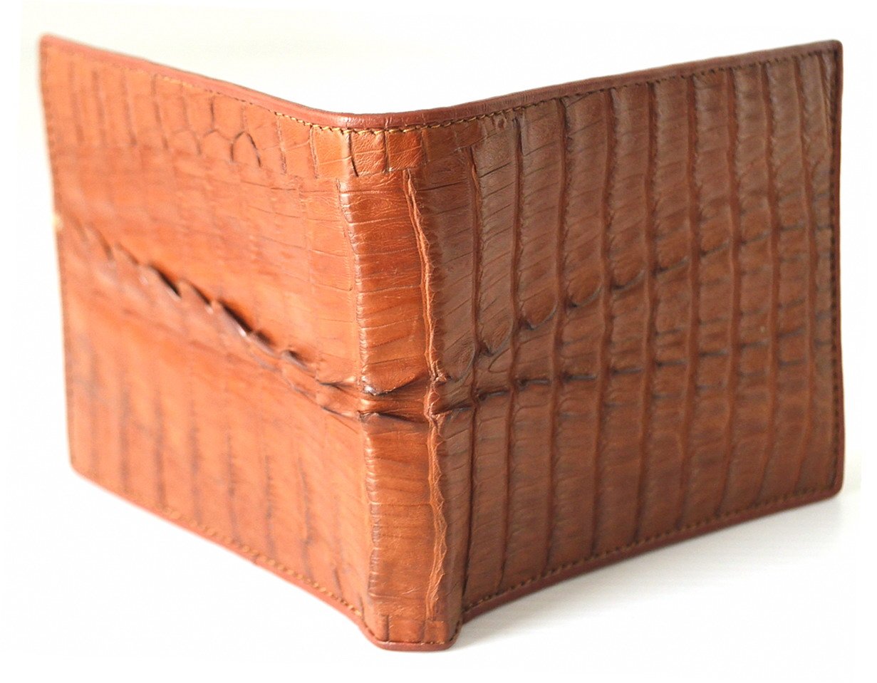 Premium Men's Bifold Crocodile Leather Wallet - Genuine Tan Crocodile Tail Skin - Perfect for Everyday Carry & Business Use