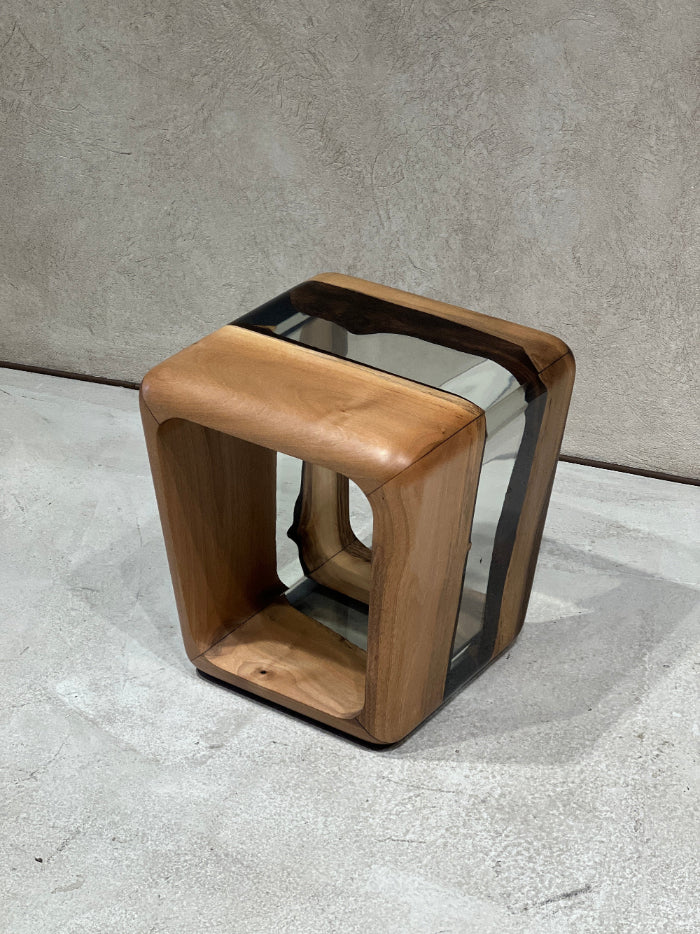 Modern Resin Side Table with Magazine Holder - Stylish Wooden Stool for Living Room, Bedroom & Patio Furniture Decor