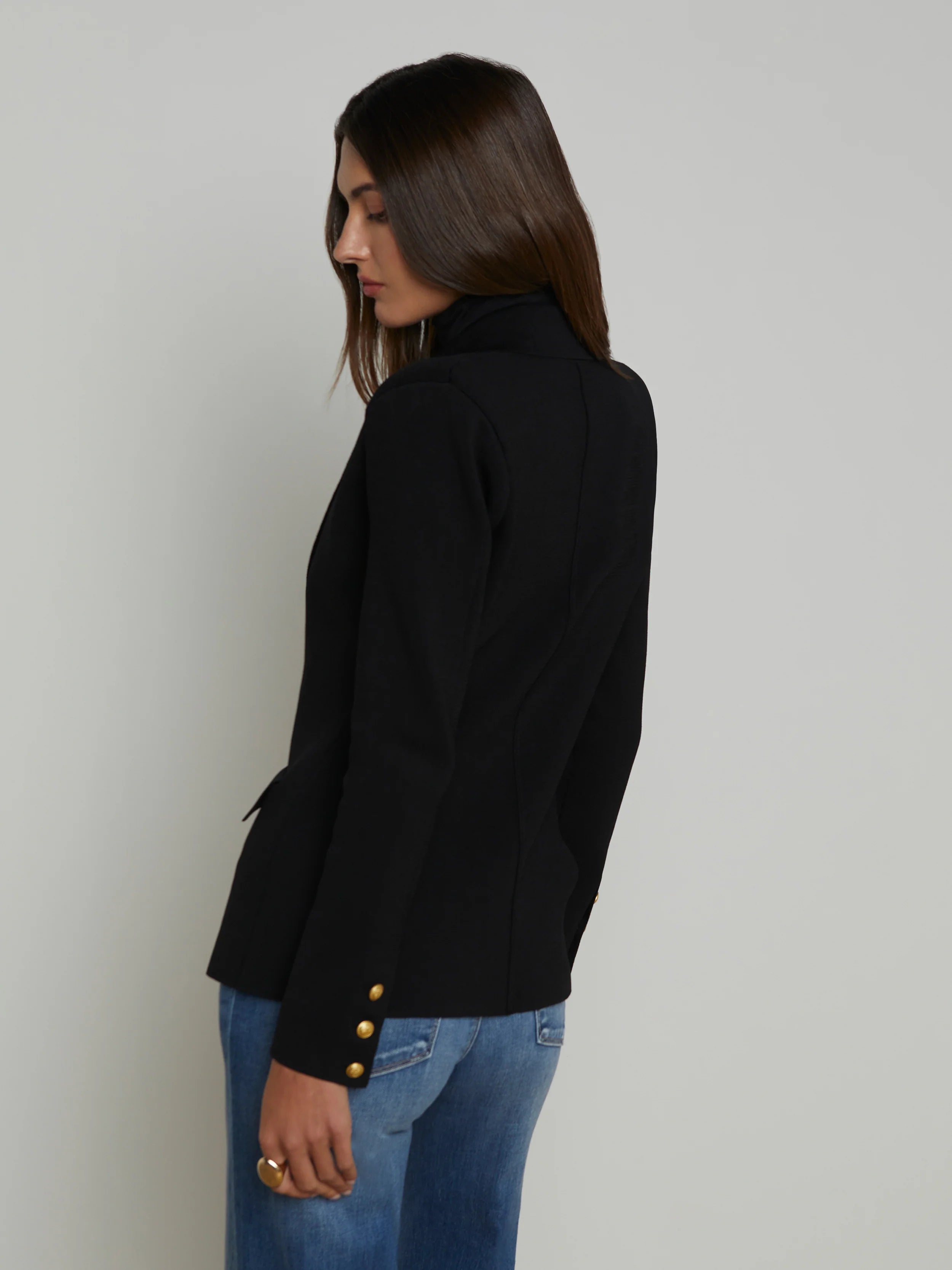 Chamberlain Knit Blazer for Women - Black & Gold Slim Fit Blazer Jacket | Office Wear, Business Casual, Dinner Date Outfits