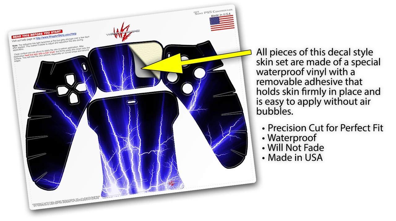 PS5 DualSense Skin Wrap - Lightning Blue for Gaming & Protection